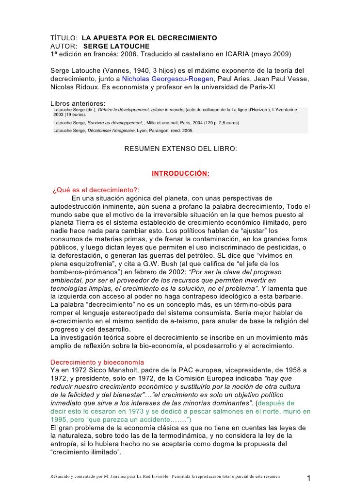 la apuesta por el decrecimiento serge latouche